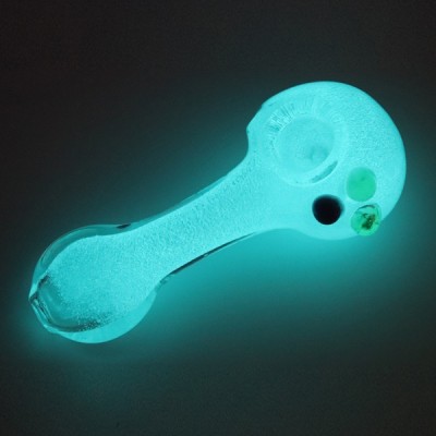 GLASS PIPE GLOW IN DARK FLAT MOUTH GP8009 1CT